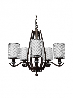 โคมไฟระย้า NS60258/5P โลหะและแก้ว ดีไซน์คลาสสิคลายตาข่าย