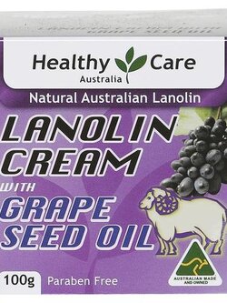 Healthy Care Lanolin Cream With Grape Seed 100g เฮลตี้แคร์ ลาโนลิน วิช เกรปซีด ครีมรกแกะผสมเกรดซีด ขนาด 100 มิลลิกรัม