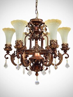 โคมไฟระย้า 8030-6 หรูหราแบบยุโรป วัสดุโลหะแก้วสุดคลาสสิก