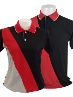 เสื้อโปโลทีซี สีน้ำเงินกรมเข้ม แต่งแบบด้วยสีส้ม ระบายความร้อนดีเยี่ยม สำเนา