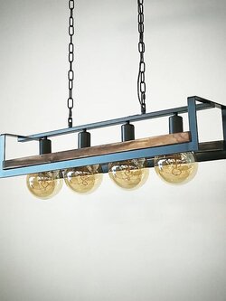 โคมไฟเพดาน 8668-D4 สไตล์ลอฟต์ โครงเหล็ก+ขอบไม้ เรียบเท่แต่มีเสน่ห์