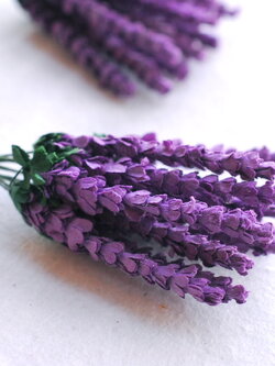 ดอกไม้ประดิษฐ์, ดอกไม้กระดาษสา, ดอก lavender, ดอกลาเวนเดอร์ กระดาษสา งานประดิษฐ์ตกแต่งของชำร่วย, ดอกไม้ทำพานพุ่ม, พานรับไหว้, ขนาด 1 cm. สีม่วงเข้ม dark purple lavender 10 ดอก