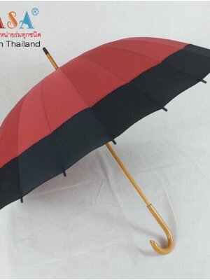 ร่มยาว 24 นิ้ว โครงเหล็กดำ 24 ซี่ แกนไม้ ด้ามไม้ สีเลือดหมูชายสีดำ สวยงามแบบไทยๆ ชิ้น 24K / สี16ชายดำ 2020-05-08 10:22:04 2023-12-11 13:51:48