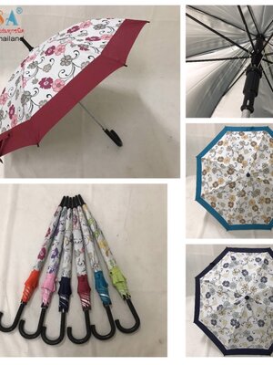 ร่มยาว 24นิ้ว แกน14มิล ลายดอกต่อชายสีพื้น ยูวีใน ด้ามงอ ชิ้น SKU-00129 2020-01-30 13:15:18 2022-06-20 16:43:28